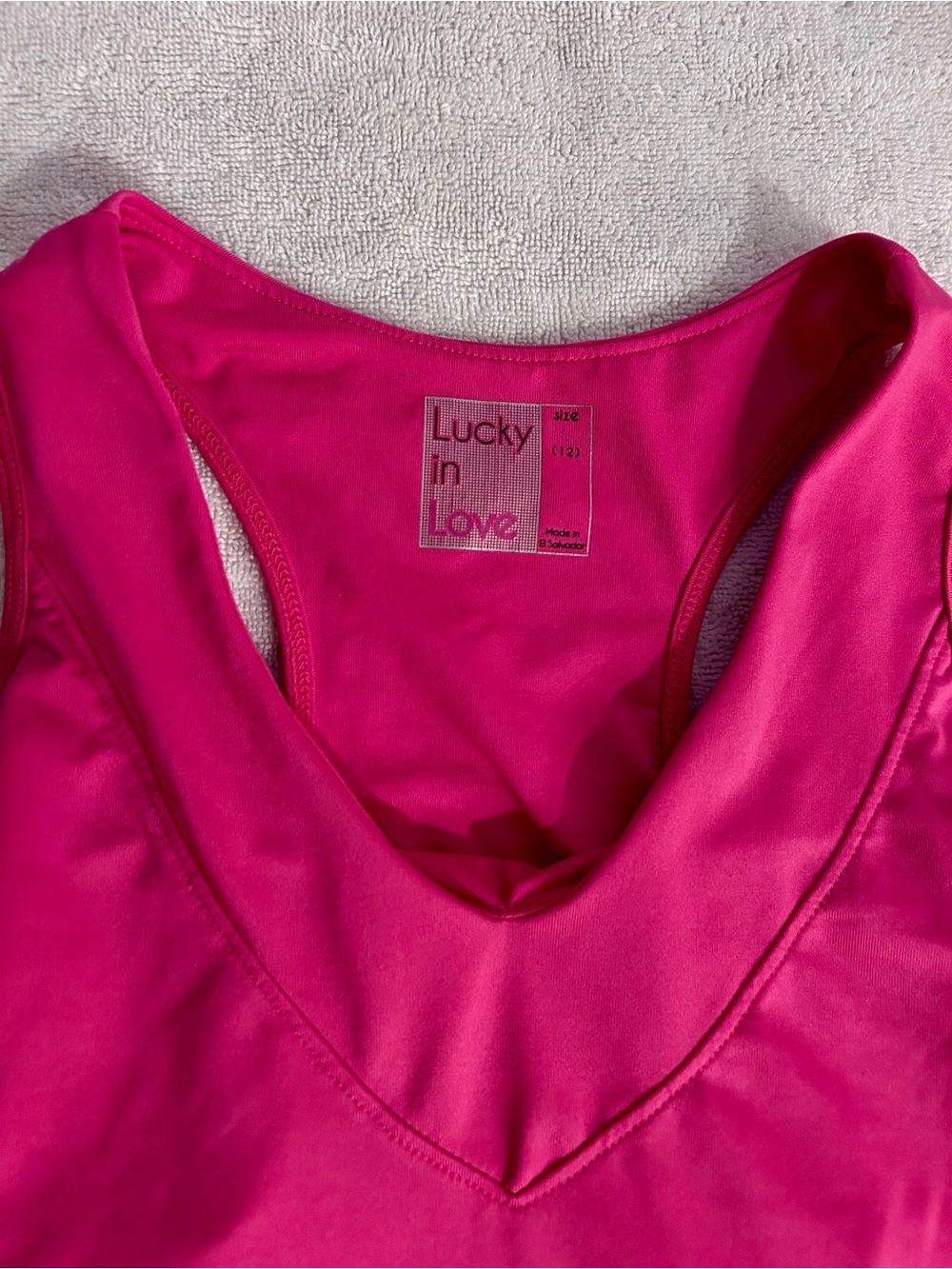 Lucky in Love V-Neck Racerback Tank - Hot Pink